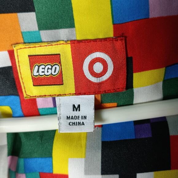 LEGO x Target Jacket Mens Medium Black Blue Puffer Colorblock Brick Print Lining - Picture 2 of 11